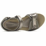 Rockport Women FRANKLIN THREE STRAP TAUPE/METALLIC LEATHER